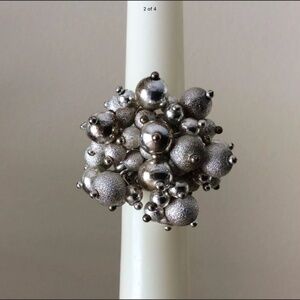 Large Silver Cluster Ring Statement Making Stretchy Band Only Worn Once